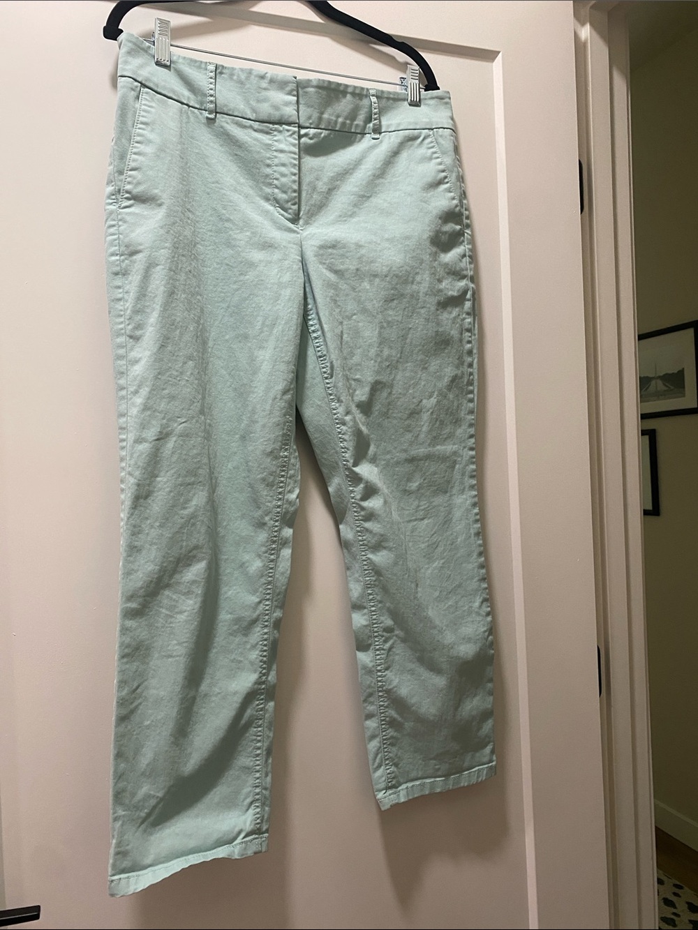 Light Aqua flat front Cotton chino pants - Soft Mint Blue